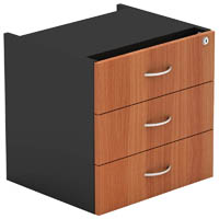 om fixed desk pedestal 3-drawer lockable 464 x 400 x 450mm cherry/charcoal