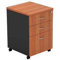 om mobile pedestal 3-drawer lockable 468 x 510 x 685mm cherry/charcoal