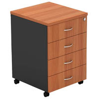 om mobile pedestal 4-drawer lockable 468 x 510 x 685mm cherry/charcoal