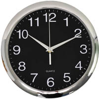 italplast wall clock 300mm black / chrome