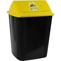 italplast swing top waste separation bin co-mingle 32 litre black/yellow