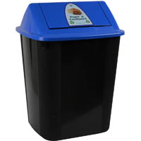 italplast swing top waste separation bin paper/cardboard 32 litre black/blue
