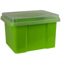 italplast file storage box 32 litre lime/clear lid