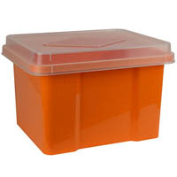 italplast file storage box 32 litre mandarin/clear lid