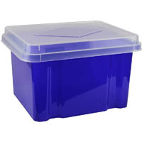 italplast file storage box 32 litre tinted purple/clear lid
