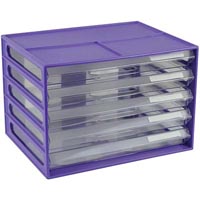 italplast document cabinet 5 drawer 255 x 330 x 230mm a4 grape