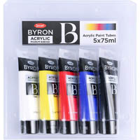jasart byron acrylic paint 75ml primary cool set pack 5