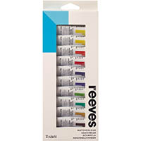 reeves watercolour paint 10ml tube assorted pack 12
