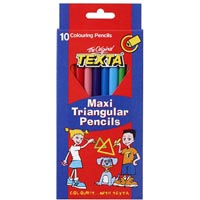 texta maxi size triangular coloured pencils assorted pack 10