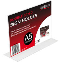 deflecto sign holder t-shape double sided landscape a5 clear