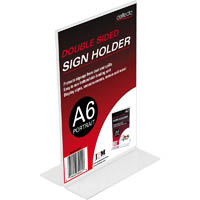 deflecto sign holder t-shape double sided portrait a6 clear
