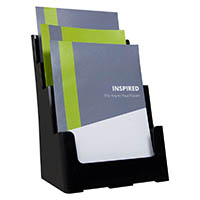 deflecto brochure holder recycled 3-tier a4 black