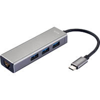 klik 3-port hub usb-c to usb-a 3.0 and gigabit ethernet silver