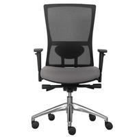dal koda chair with mesh back and sliding seat with polished aluminium base grey