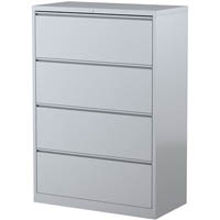 steelco lateral filing cabinet 4 drawer 1320 x 915 x 463mm silver grey