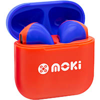 mokipods mini tws earbuds volume limited for kids red/blue