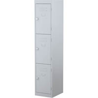 steelco personnel locker 3 door 380mm silver grey