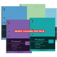protext lecture book 7 holes 55gsm 200 page a4 assorted