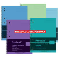 protext 5-subject binder note book 60gsm 250 page 295 x 223mm assorted