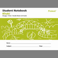 protext student note book double ruled 12mm/guide 60gsm 32 page 175 x 240mm khaki