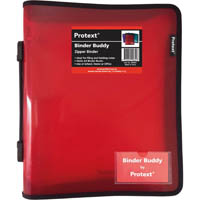 protext binder buddy with zipper 3 ring with handle 25mm red
