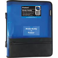 protext binder buddy with zipper 2 ring with handle plus pencil case plus pockets 25mm blue