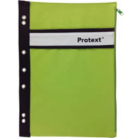 protext binder buddy nylon pencil case with zipper 7 holes 330 x 230mm lime