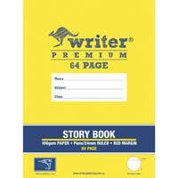 writer premium story book 24mm plain/ruled 100gsm 64 page 330 x 240mm drill
