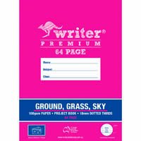 writer premium project book plain/ dotted thirds 18mm 100gsm 64 page a4 ground/grass/sky