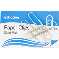 initiative paper clip giant plain 50mm pack 100