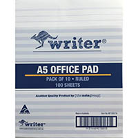 writer office pad 8mm ruled 50gsm 100 sheets a5 white