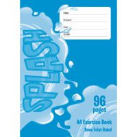 splash exercise book 8mm ruled 60gsm 96 page a4