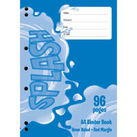 splash binder book 8mm ruled 60gsm 96 page a4