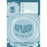 splash botany book plain/ruled 8mm 60gsm 96 page a4