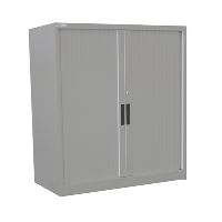 steelco tambour door cabinet 2 shelves 1015h x 1200w x 463d mm silver grey