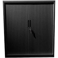 steelco tambour door cabinet 2 shelves 1015h x 900w x 463d mm black satin