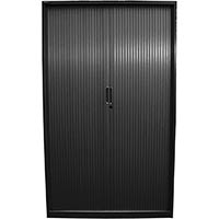 steelco tambour door cabinet 5 shelves 2000h x 900w x 463d mm black satin