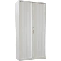 steelco tambour door cabinet 5 shelves 2000h x 900w x 463d mm silver grey