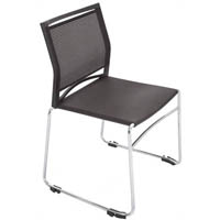 rapidline pmv stackable visitors chair sled base poly seat/mesh back black