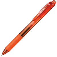 pentel bln105 energel-x retractable gel ink pen fine 0.5mm orange box 12