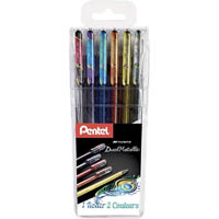 pentel k110 hybrid dual metallic gel ink pen 1.0mm assorted box 6