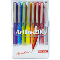 artline 200 fineliner pen 0.4mm bright assorted pack 8