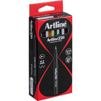 artline 220 fineliner pen 0.2mm 8 colour assorted box 12