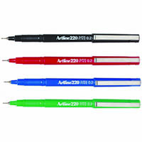 artline 220 fineliner pen 0.2mm assorted pack 4