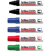artline 5109a whiteboard marker chisel 10mm assorted box 6