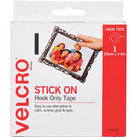 velcro brand® stick-on hook tape 25mm x 3.6m white