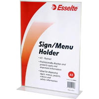 esselte sign / menu holder double sided portrait a3 clear