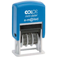 colop s160/l4b mini-dater printer self-inking stamp emailed 4mm red/blue