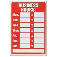 headline sign business hours 203 x 305mm red/white