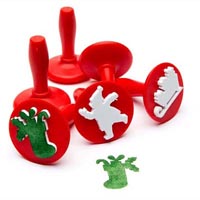 educational colours paint stamper christmas red/white pack 6